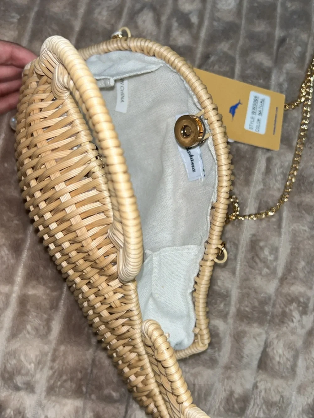 NWT Tommy Bahama Woven Whale Crossbody Bag - Natural tan